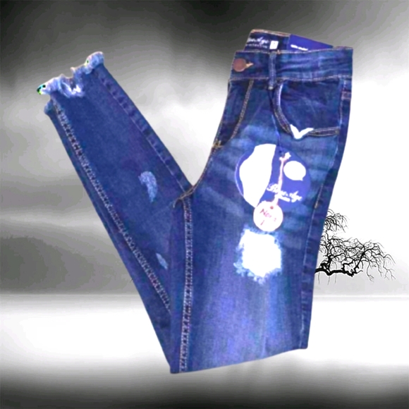 Women's Dark Blue Butt Lifting Destroyed Jeans - Size 1 - Picture 6 of 8